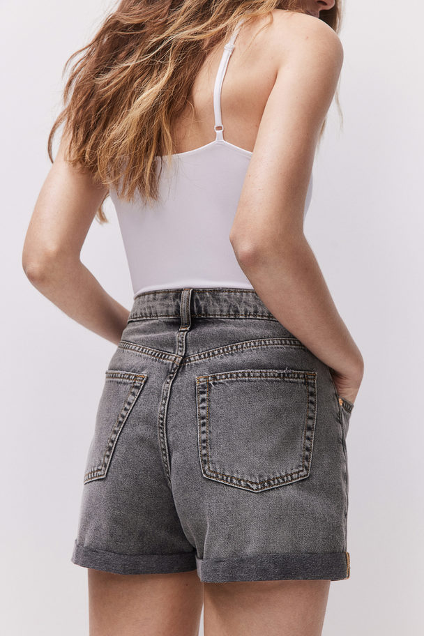 H&M Jeansshorts High Waist Denimgrau