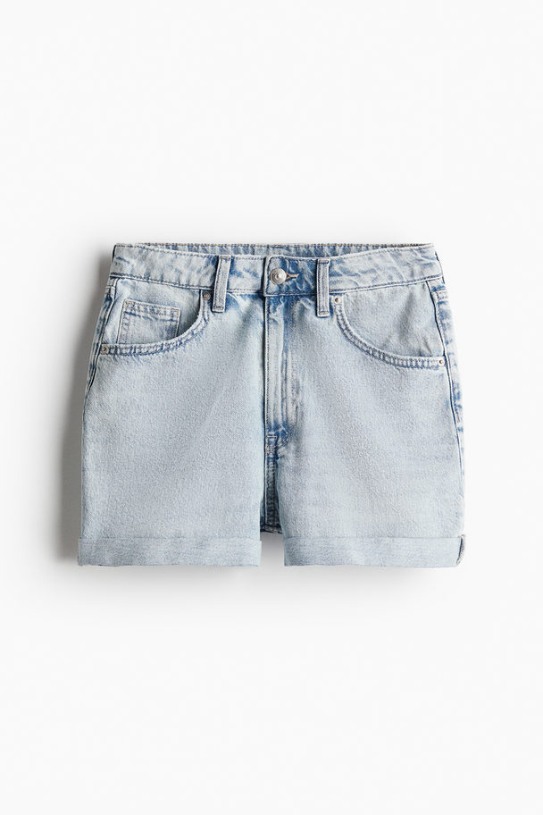 H&M Denimshorts Med Høj Talje Sart Denimblå