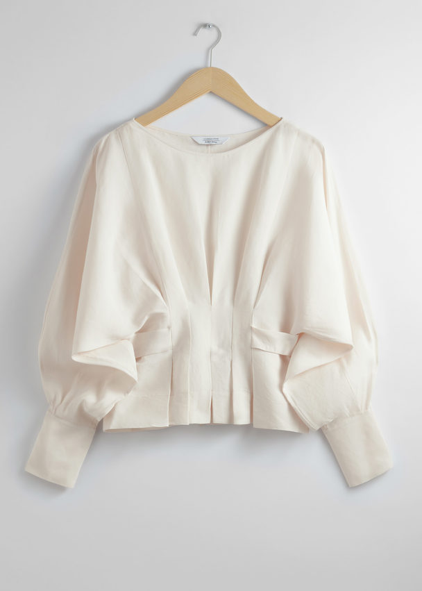 & Other Stories Voluminous Belted Blouse White