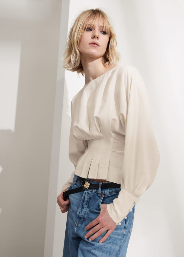 & Other Stories Volumineuze Blouse Met Strikband Wit