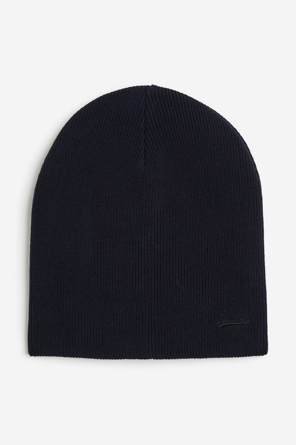 Superdry Knitted Logo Beanie Hat Eclipse Navy Grit