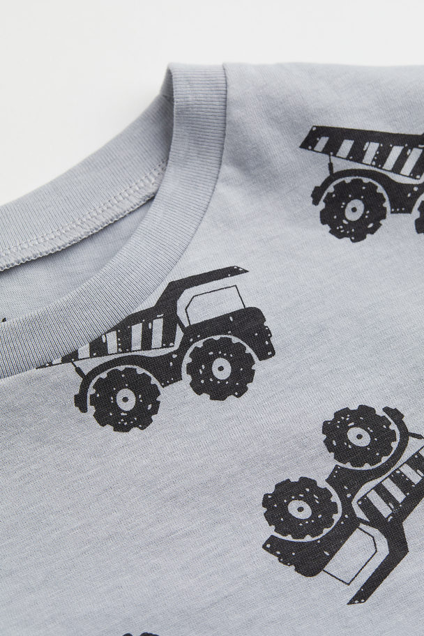 H&M Cotton T-shirt Light Grey/tractors