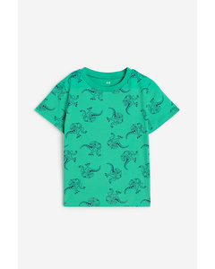 Katoenen T-shirt Groen/dinosaurussen