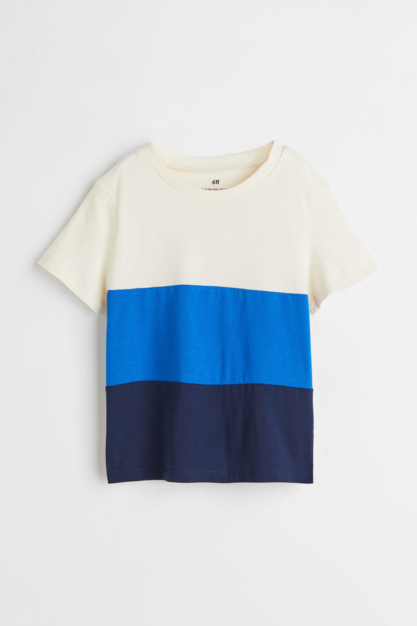 H&M T-Shirt aus Baumwolle Blau/Blockfarben