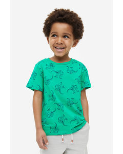 T-Shirt aus Baumwolle Grün/Dinosaurier