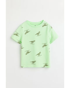 Cotton T-shirt Light Green/dinosaurs