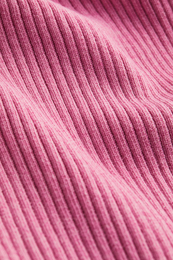 H&M One-shoulder Ribbed Top Pink
