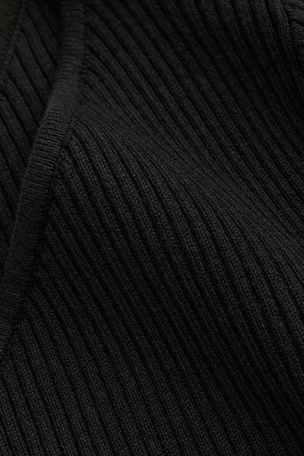 H&M One-shoulder Ribbed Top Black