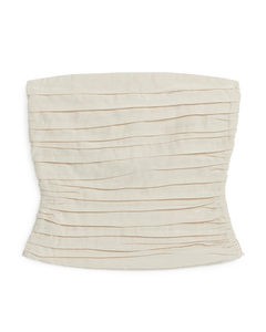 Pleated Tube Top Off White