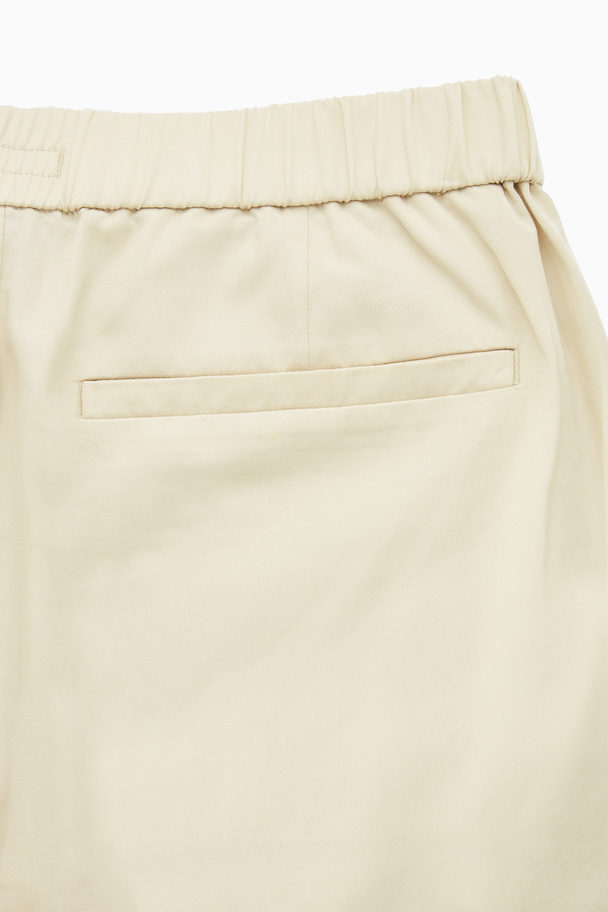 COS Elasticated Tapered Twill Trousers Beige