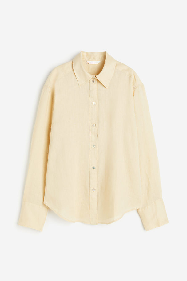 H&M Linen Shirt Pale Yellow