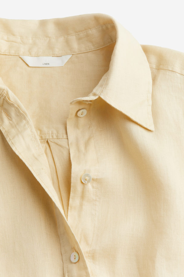 H&M Linen Shirt Pale Yellow