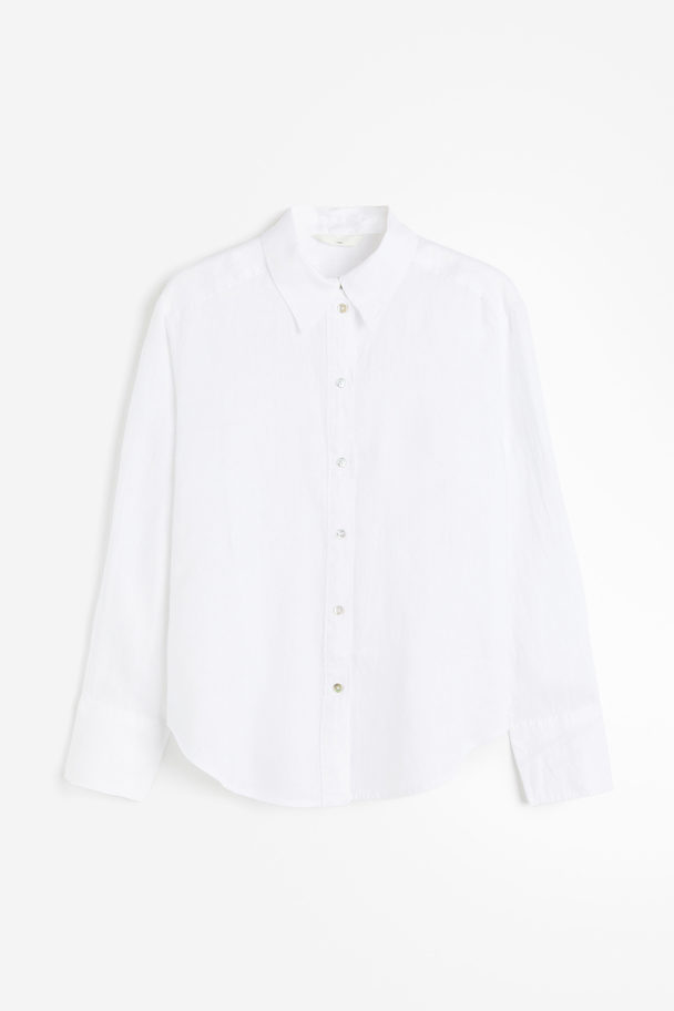 H&M Linnen Overhemdblouse Wit