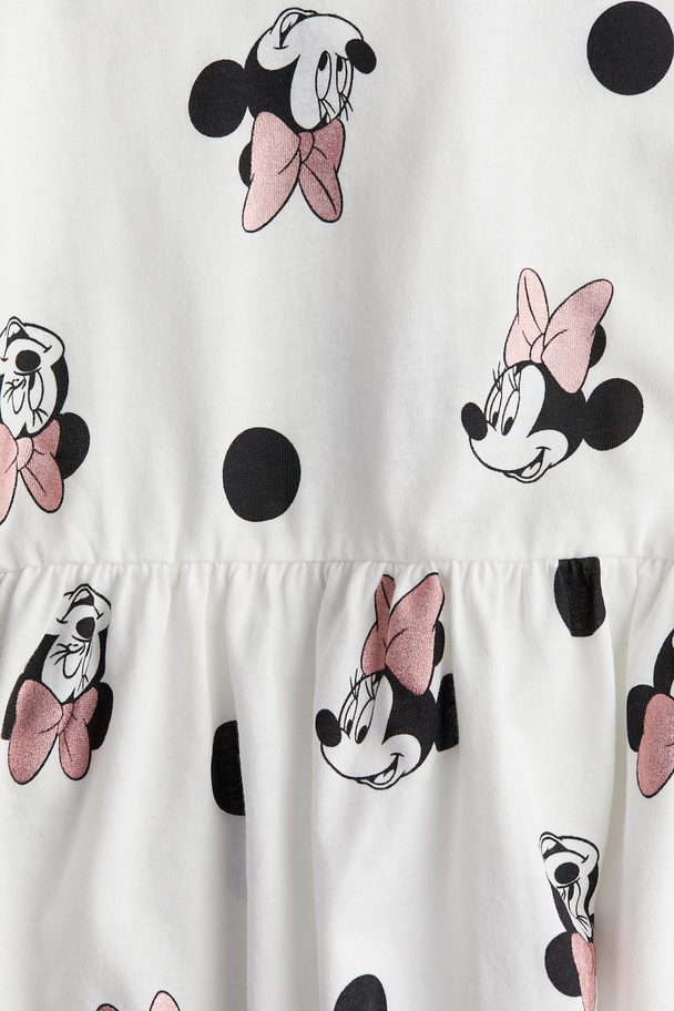 H&M Jerseykleid mit Print Weiß/Minnie Maus