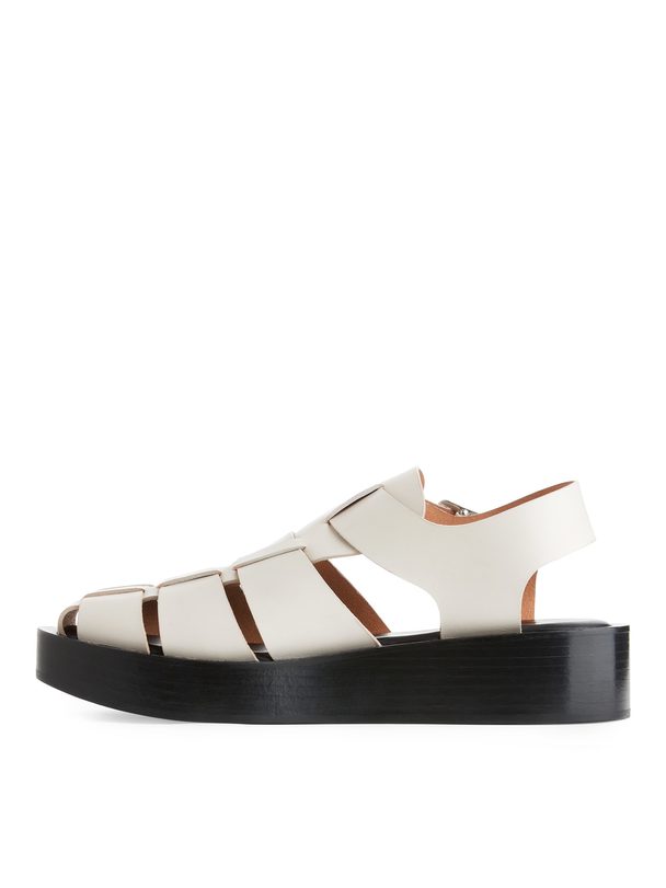 ARKET Cage Leather Sandals Off White