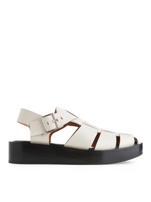 ARKET Cage Leather Sandals Off White