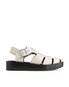Cage Leather Sandals Off White