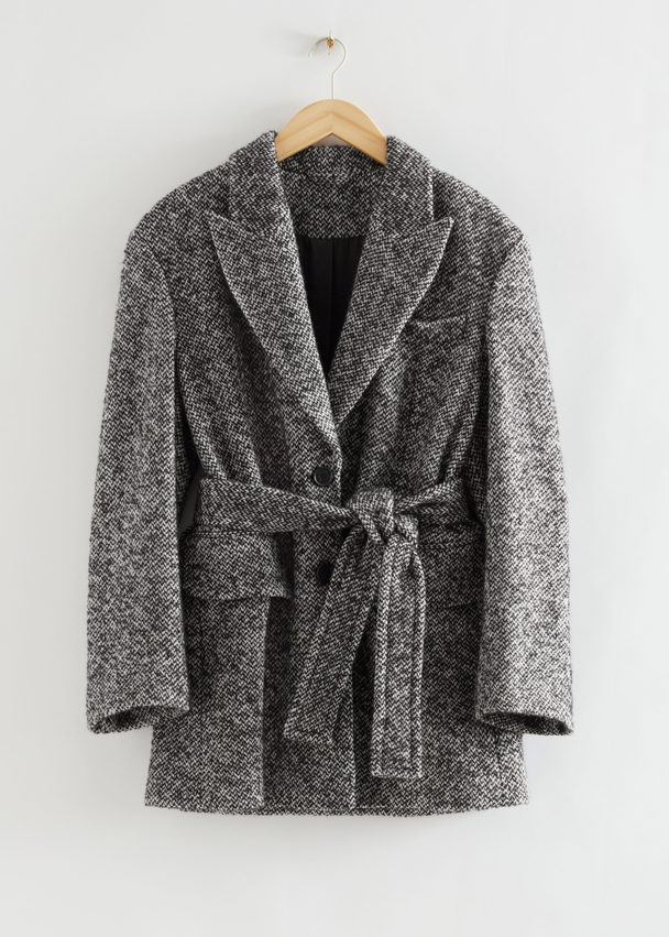 & Other Stories Oversized Buttoned Blazer Grey