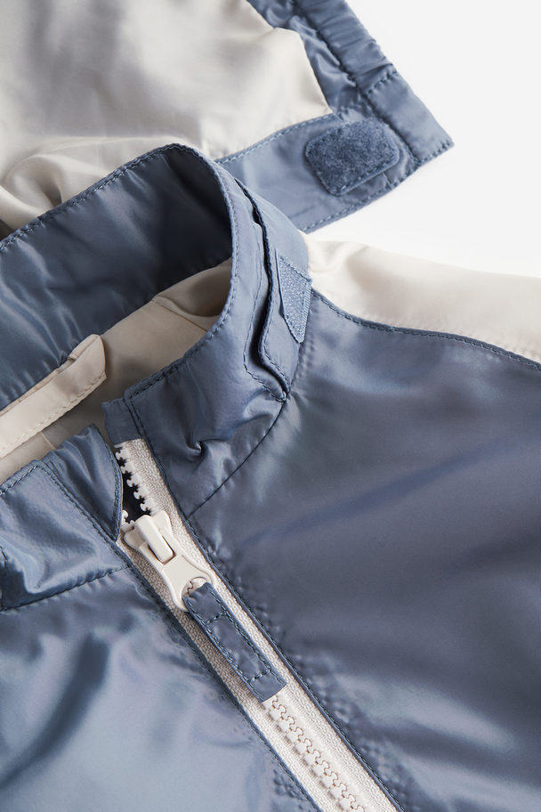 H&M Hooded Patterned Jacket Blue/block-coloured