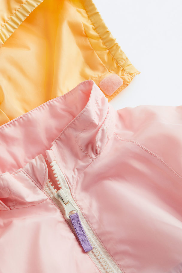 H&M Hooded Patterned Jacket Light Pink/block-coloured