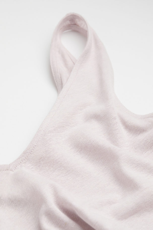H&M Linen-blend Vest Top Light Dusky Pink