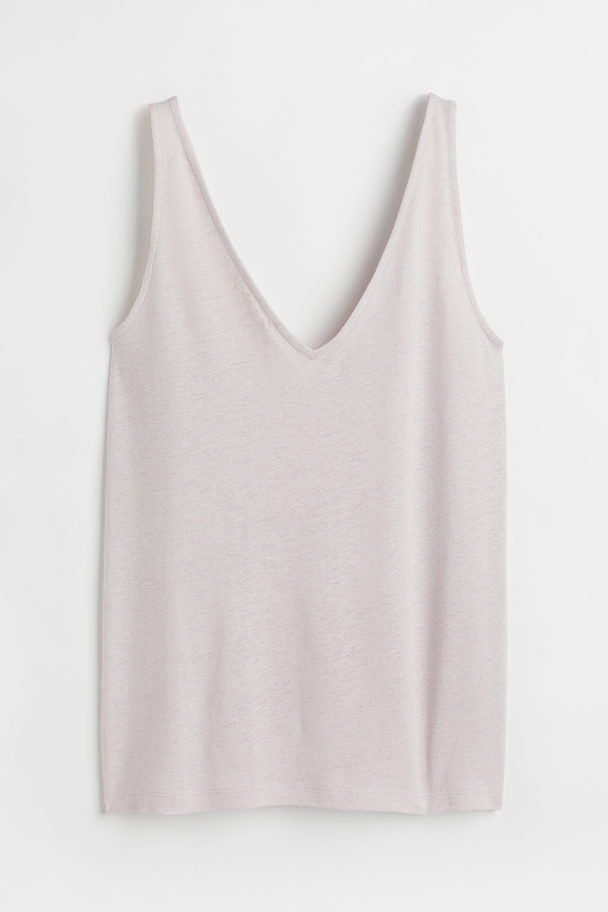 H&M Linen-blend Vest Top Light Dusky Pink