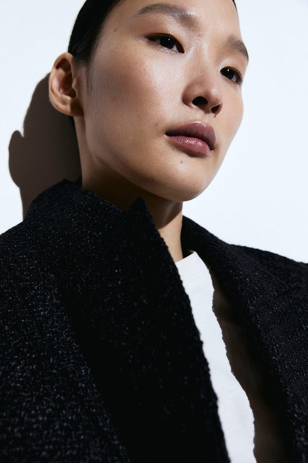 H&M Textured-weave Blazer Black