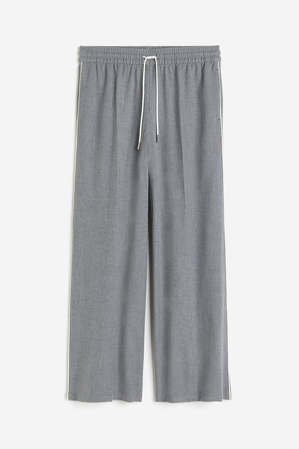 H&M Wide Pull-on Trousers Grey Marl