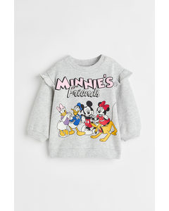 Printed Sweatshirt Light Grey/minnie Mouse