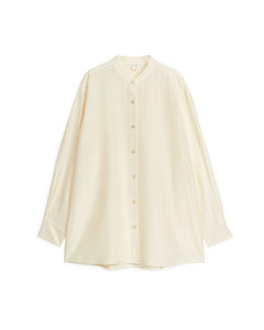 Relaxed Raw Silk Blouse Off White