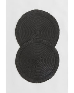 2-pack Round Place Mats Black