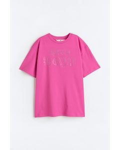 Oversized Baumwoll-T-Shirt Rosa/Have hope