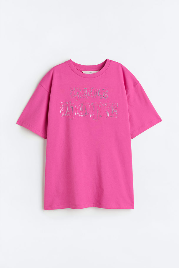 H&M Oversized Cotton T-shirt Pink/have Hope