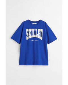 Oversized T-shirt I Bomuld Blå/skilled