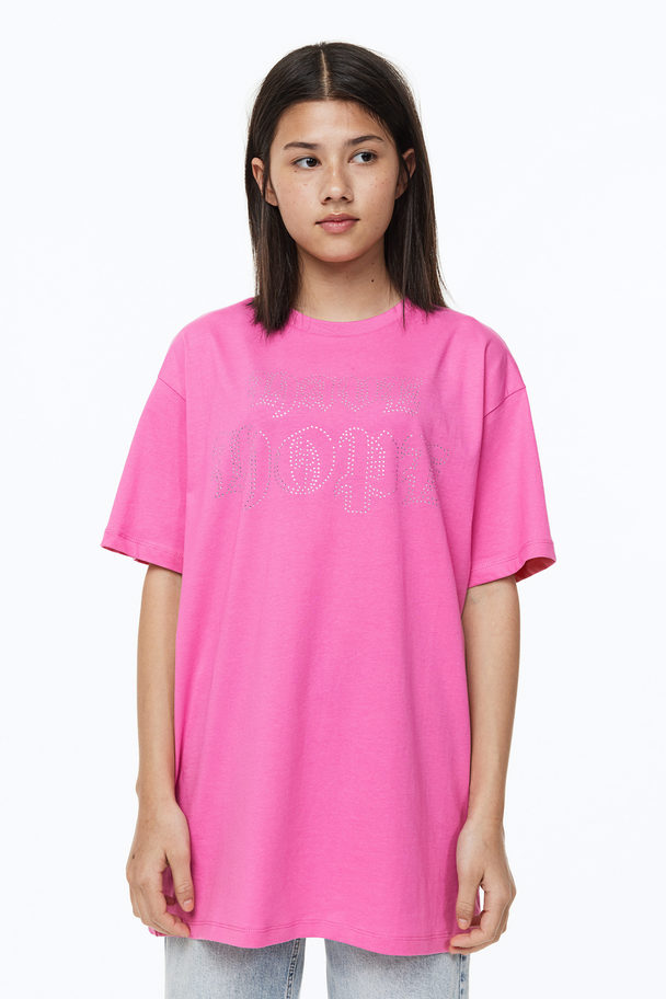 H&M Oversized Cotton T-shirt Pink/have Hope