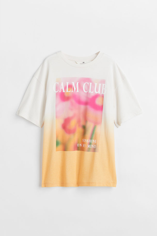 H&M Oversized Katoenen T-shirt Wit/calm Club