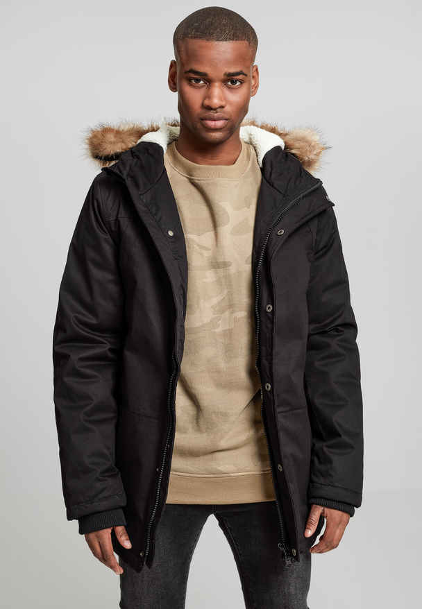 Urban Classics Herren Heavy Cotton Imitation Fur Parka