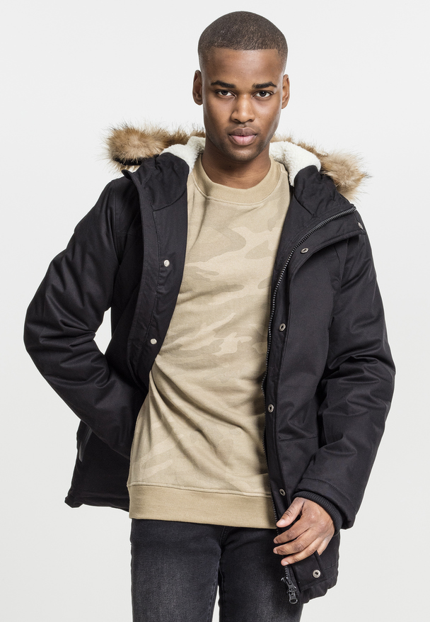 Urban Classics Herren Heavy Cotton Imitation Fur Parka