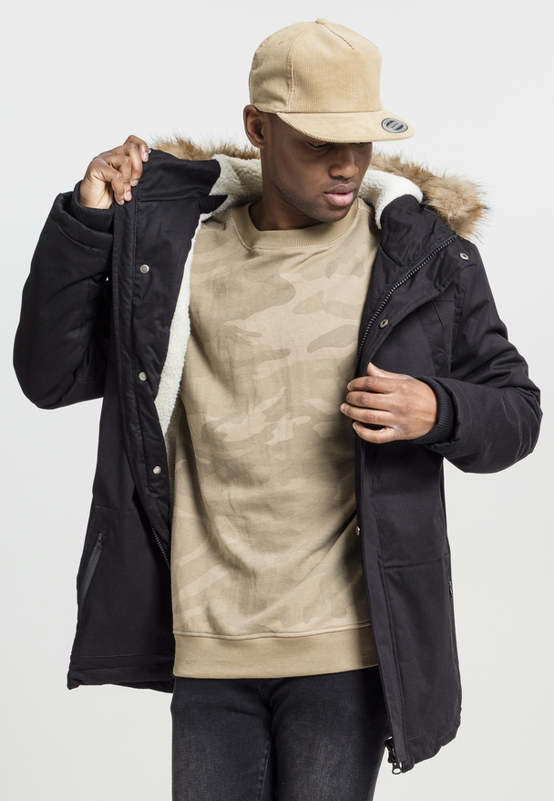 Urban Classics Herren Heavy Cotton Imitation Fur Parka