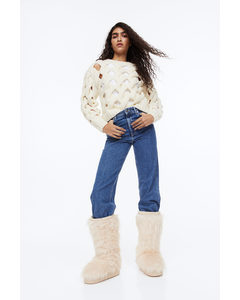Boots With Faux Fur Light Beige