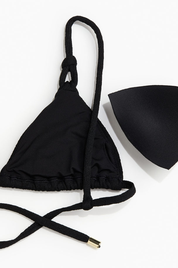 H&M Wattiertes Triangel-Bikinitop Schwarz