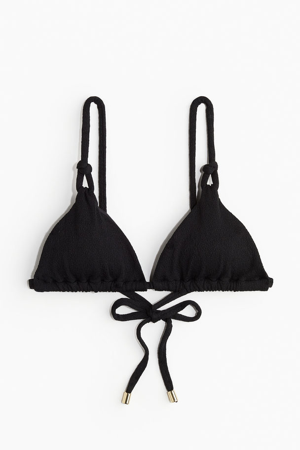 H&M Wattiertes Triangel-Bikinitop Schwarz