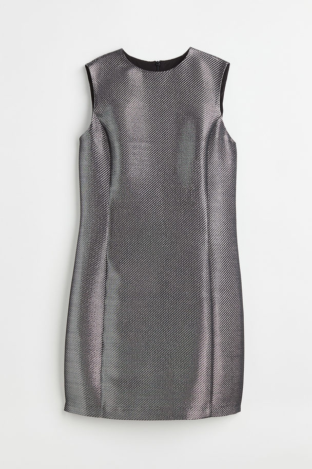 H&M Fitted Sleeveless Dress Silver-coloured