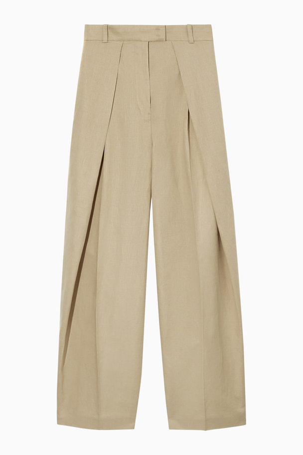 COS Wide-leg Linen Tailored Trousers Beige