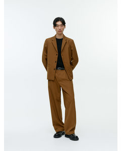 Wide Wool-blend Trousers Brown