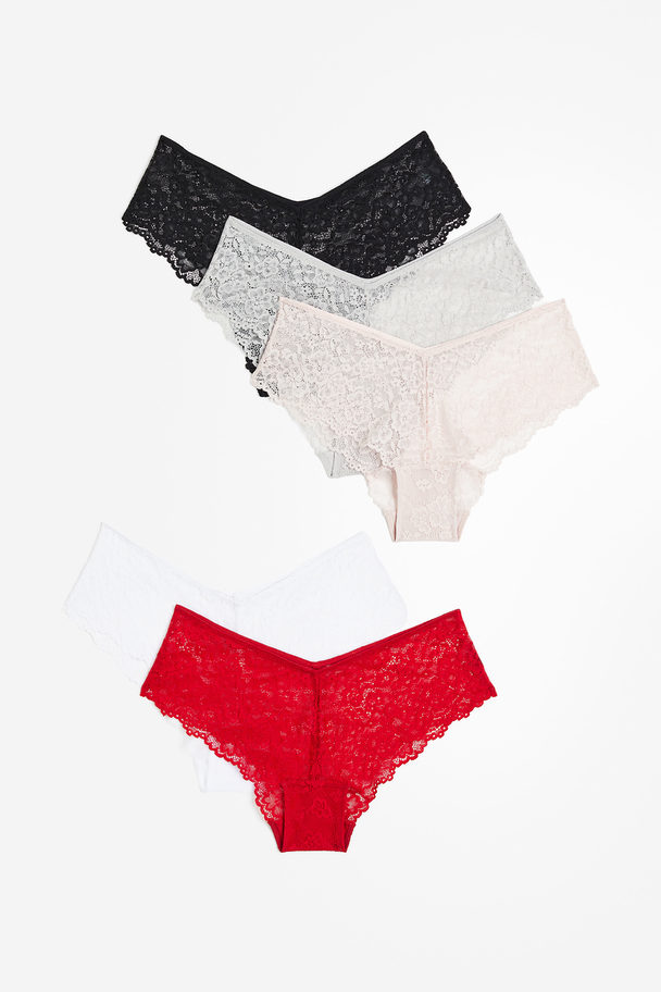 H&M 5-pack Lace Hipster Briefs Black/white/light Pink