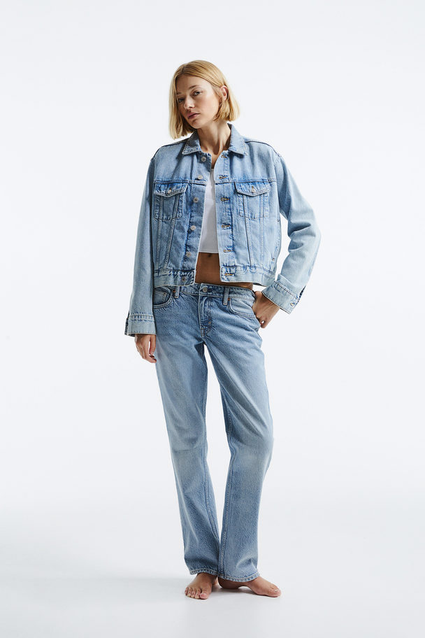 H&M Straight Low Jeans Licht Denimblauw