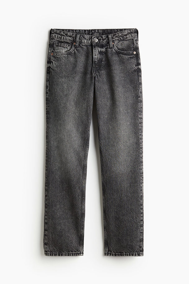 H&M Straight Low Jeans Mörkgrå