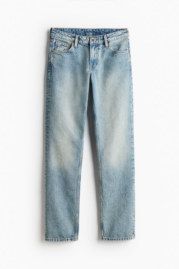 H&M Straight Low Jeans Lys Denimblå