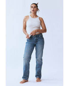 Straight Low Jeans Denimblå